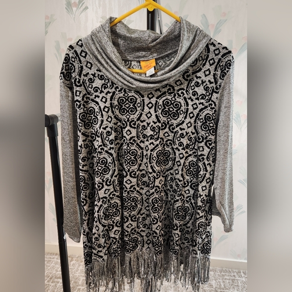 Ruby Rd Woman Silver Black Top 2X 2XL XXL - Picture 1 of 4